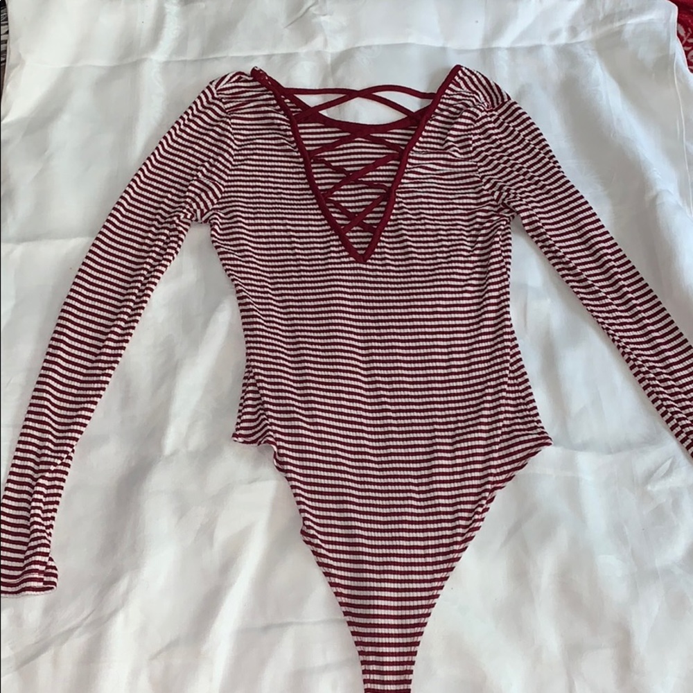 Red and White Bodysuit